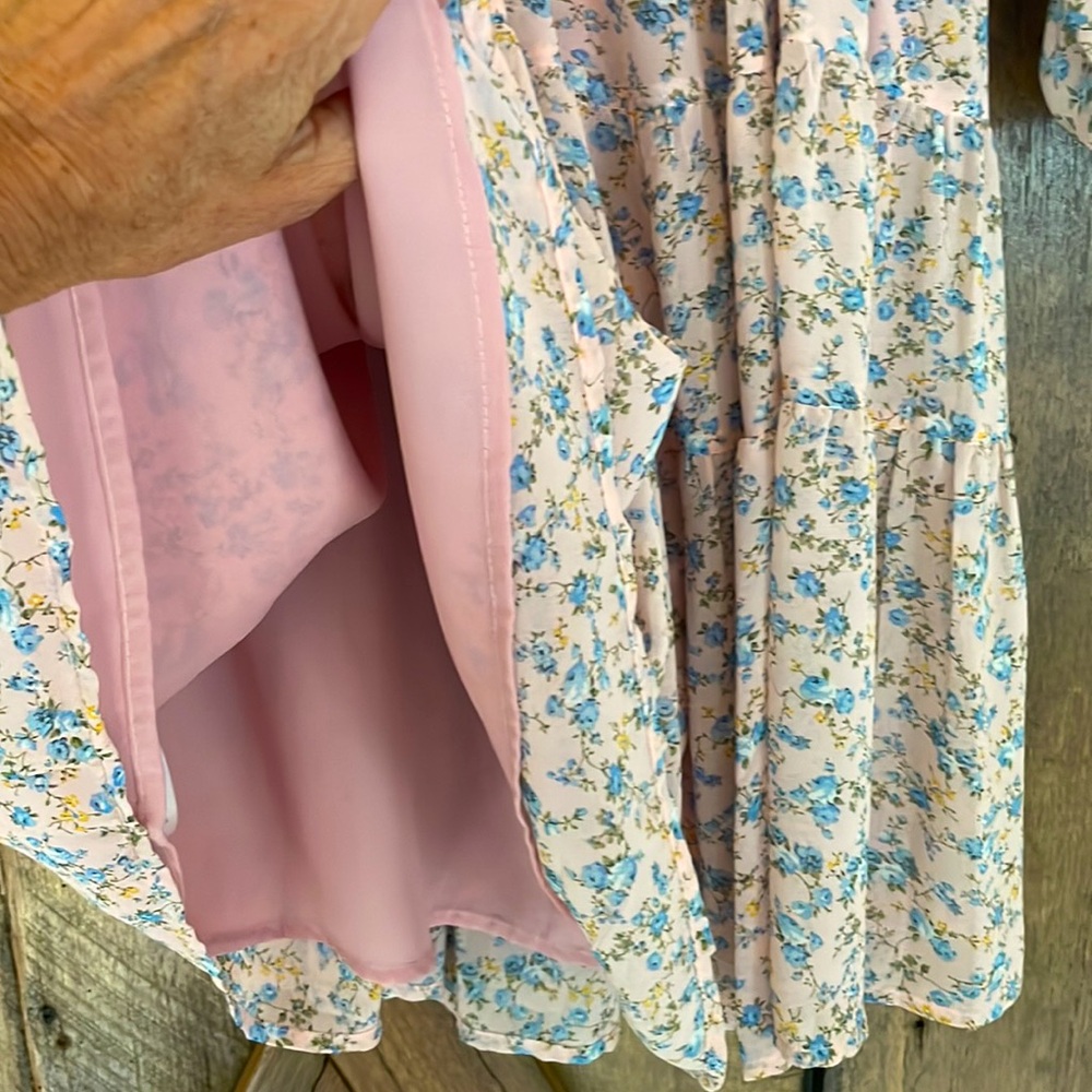 Storia Size Small Pale Pink & Blue Floral Print Dress - Picture 7 of 10